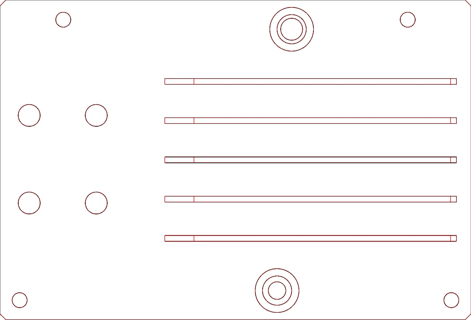 Overlay of the reconstructed model's generated top projection against the source drawing geometry, with black agreement and a thin red source-line fringe but no invented blue geometry.